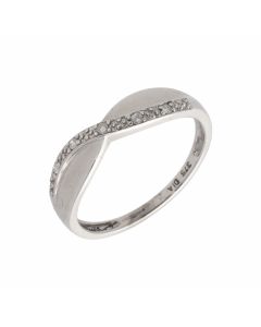 Pre-Owned 9ct White Gold Diamond Crossover Dress Ring