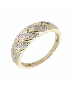 Pre-Owned 9ct Yellow Gold Diamond Set Wave Twist Ring