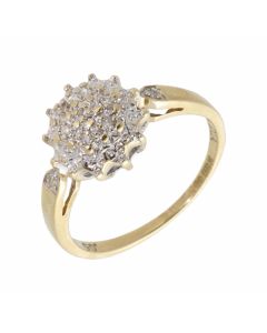 Pre-Owned 9ct Yellow Gold 0.05 Carat Diamond Cluster Ring