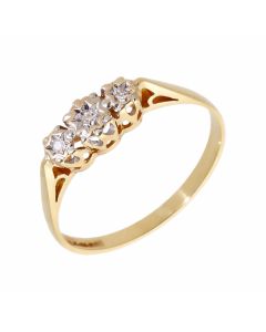 Pre-Owned 9ct Yellow Gold Illusion Set Diamond Trilogy Ring