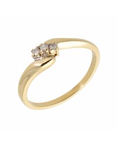 Pre-Owned 9ct Yellow Gold Diamond Trilogy Twist Ring