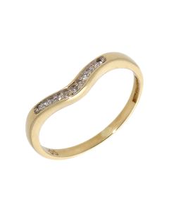 Pre-Owned 9ct Yellow Gold Diamond Set Wave Wishbone Ring