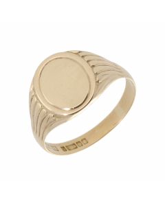 Pre-Owned 9ct Yellow Gold Framed Edge Oval Signet Ring
