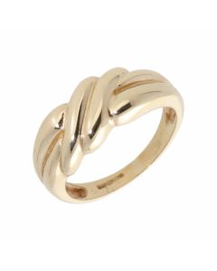 Pre-Owned 9ct Yellow Gold Crossover Wave Dress Ring