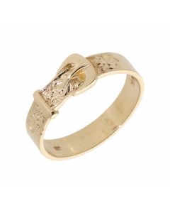 Pre-Owned 9ct Yellow Gold Patterned Buckle Ring