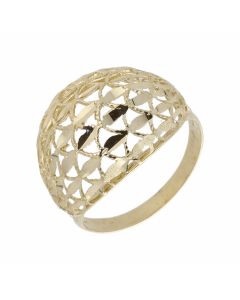 Pre-Owned 9ct Yellow Gold Cutout Faceted Domed Dress Ring