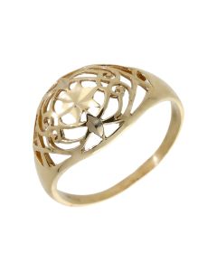 Pre-Owned 9ct Yellow Gold Domed Filigree Dress Ring