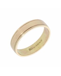 Pre-Owned 9ct Yellow Gold 5mm Lined Wedding Band Ring