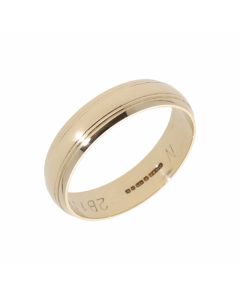 Pre-Owned 9ct Yellow Gold 5mm Lined Wedding Band Ring