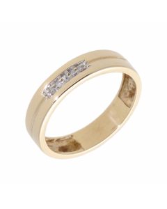 Pre-Owned 9ct Yellow Gold Diamond Set 4mm Wedding Band Ring