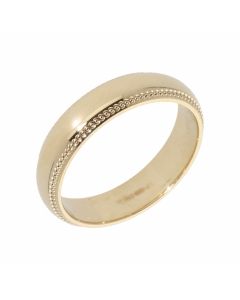 Pre-Owned 9ct Yellow Gold 5mm Beaded Edge Wedding Band Ring