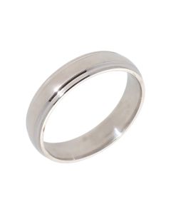 Pre-Owned 9ct White Gold 5mm Lined Wedding Band Ring