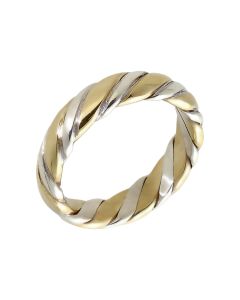 Pre-Owned 9ct Yellow & White Gold 5mm Twist Band Ring