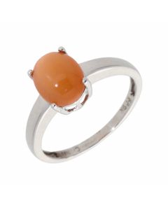 Pre-Owned 9ct White Gold Orange Gemstone Solitaire Dress Ring