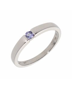 Pre-Owned 9ct White Gold Tanzanite Solitaire Band Ring