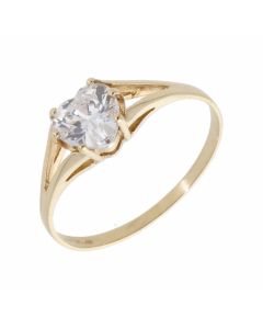 Pre-Owned 9ct Yellow Gold Cubic Zirconia Heart Solitaire Ring