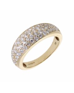 Pre-Owned 9ct Yellow Gold Cubic Zirconia Domed Band Ring