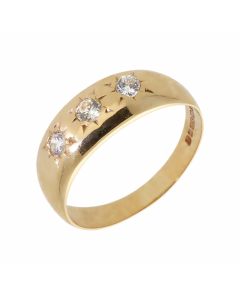 Pre-Owned 9ct Gold Cubic Zirconia Trilogy Signet Style Ring