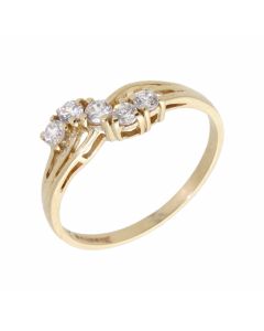 Pre-Owned 9ct Yellow Gold Cubic Zirconia Wave Dress Ring