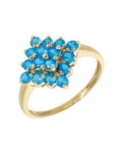 Pre-Owned 9ct Yellow Gold Blue Apatite Cluster Ring
