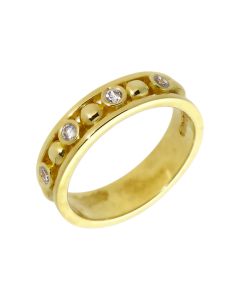 Pre-Owned 9ct Yellow Gold Cubic Zirconia Set Beaded Band Ring