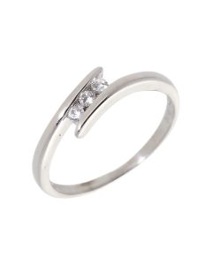 Pre-Owned 9ct White Gold Cubic Zirconia Trilogy Twist Ring