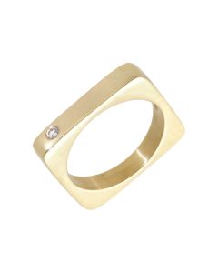 Pre-Owned 9ct Yellow Gold Gemstone Set Square Shaped Dress Ring