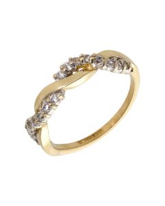 Pre-Owned 9ct Yellow Gold Cubic Zirconia Wave Twist Dress Ring