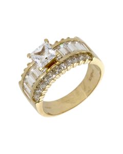 Pre-Owned 9ct Yellow Gold Cubic Zirconia Multi Row Dress Ring