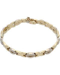 Pre-Owned 9ct Yellow & White Gold 7.5 Inch Hollow Kiss Bracelet