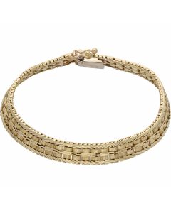 Pre-Owned 9ct Yellow Gold Double Row Brick Link Style Bracelet
