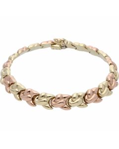 Pre-Owned 9ct Yellow & Rose Gold 7.5 Inch Hollow Link Bracelet
