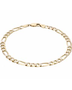 Pre-Owned 9ct Yellow & White Gold 9.5 Inch Figaro Bracelet
