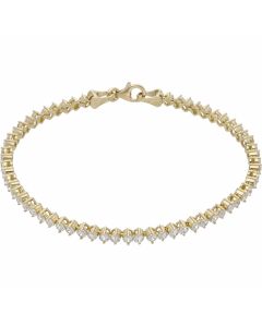 Pre-Owned 9ct Yellow Gold 7.8 Inch Cubic Zirconia Set Bracelet