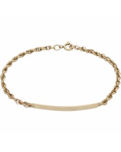Pre-Owned 9ct Yellow Gold 7 Inch P.O.W Identity Bar Bracelet
