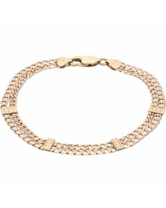 Pre-Owned 9ct Yellow Gold 7.5 Inch Double Row Curb Bracelet