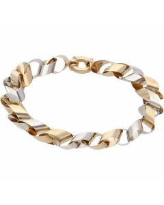 Pre-Owned 9ct Yellow & White Gold 7.5 Inch Ribbon Link Bracelet