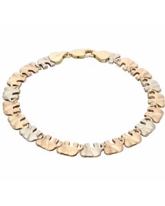 Pre-Owned 9ct Yellow Rose & White Gold Elephant Link Bracelet