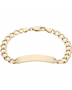 Pre-Owned 9ct Yellow Gold 8 Inch Identity Bar Curb Link Bracelet