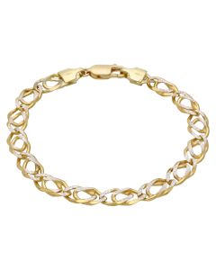 Pre-Owned 9ct Yellow & White Gold 7.25 Inch Double Curb Bracelet