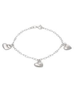 Pre-Owned Silver 7.5 Inch Hollow Trilogy Heart Charm Bracelet