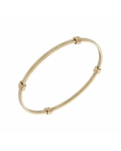 Pre-Owned 9ct Yellow Gold Ridged Push-On Bangle