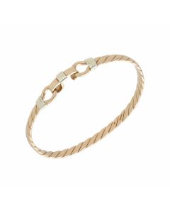 Pre-Owned 9ct Yellow & White Gold Hookover Twist Bangle