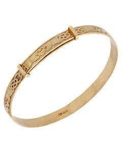 Pre-Owned 9ct Yellow Gold Expanding Claddagh Bangle