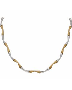 Pre-Owned 9ct Yellow & White Gold 16 Inch Hollow Wave Necklet
