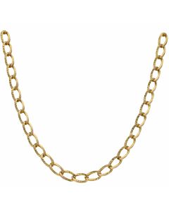 Pre-Owned 9ct Yellow Gold Hollow Patterned Curb Link Necklace