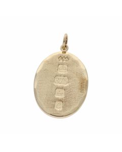 Pre-Owned 9ct Yellow Gold Oval Textured Ingot Pendant