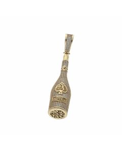 Pre-Owned 9ct Gold Cubic Zirconia Champagne Bottle Pendant