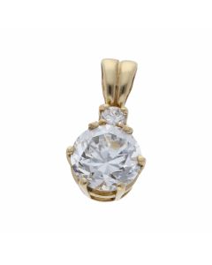 Pre-Owned 9ct Yellow Gold 2 Stone Cubic Zirconia Pendant