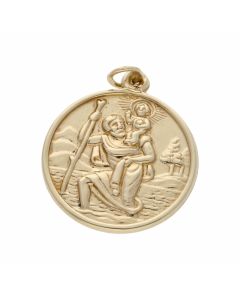 Pre-Owned 9ct Gold Double Sided Hollow St.Christopher Pendant
